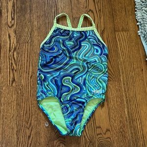 Swirly different shades of green and blue uglies swimsuit